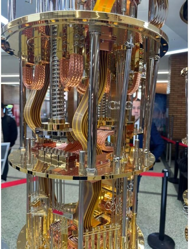<a href="https://www.ibm.com/quantum/hardware" target="_blank" rel="noopener">IBM Quantum System Two</a> exhibit with FreeYa Mind Campus branding, May 2026 (photos: Valentin Mureșan)